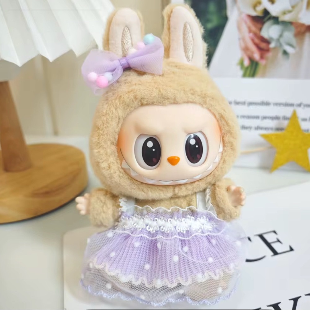Purple lace dress and hair clip for 17cm doll